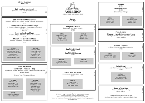 The Sea View Menu