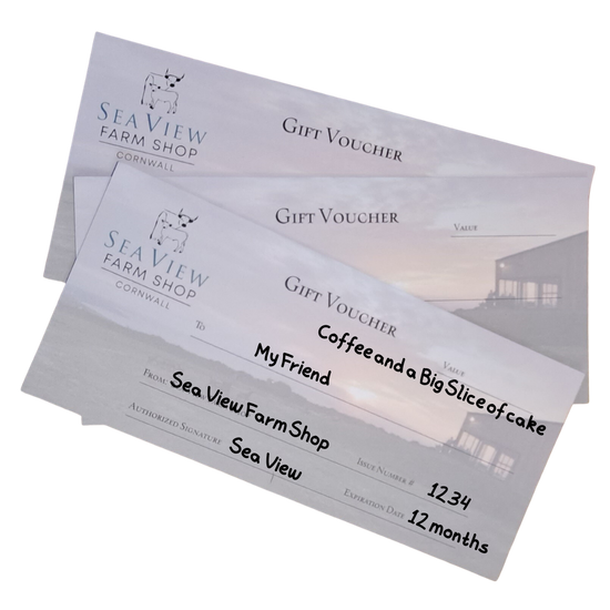 gift voucher of coffee and a big slice of cake at sea view farm shop cornwall