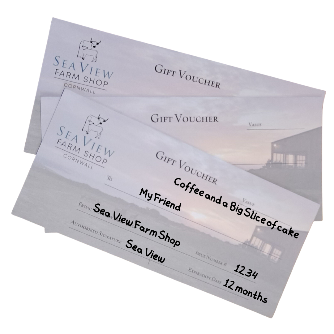 gift voucher of coffee and a big slice of cake at sea view farm shop cornwall
